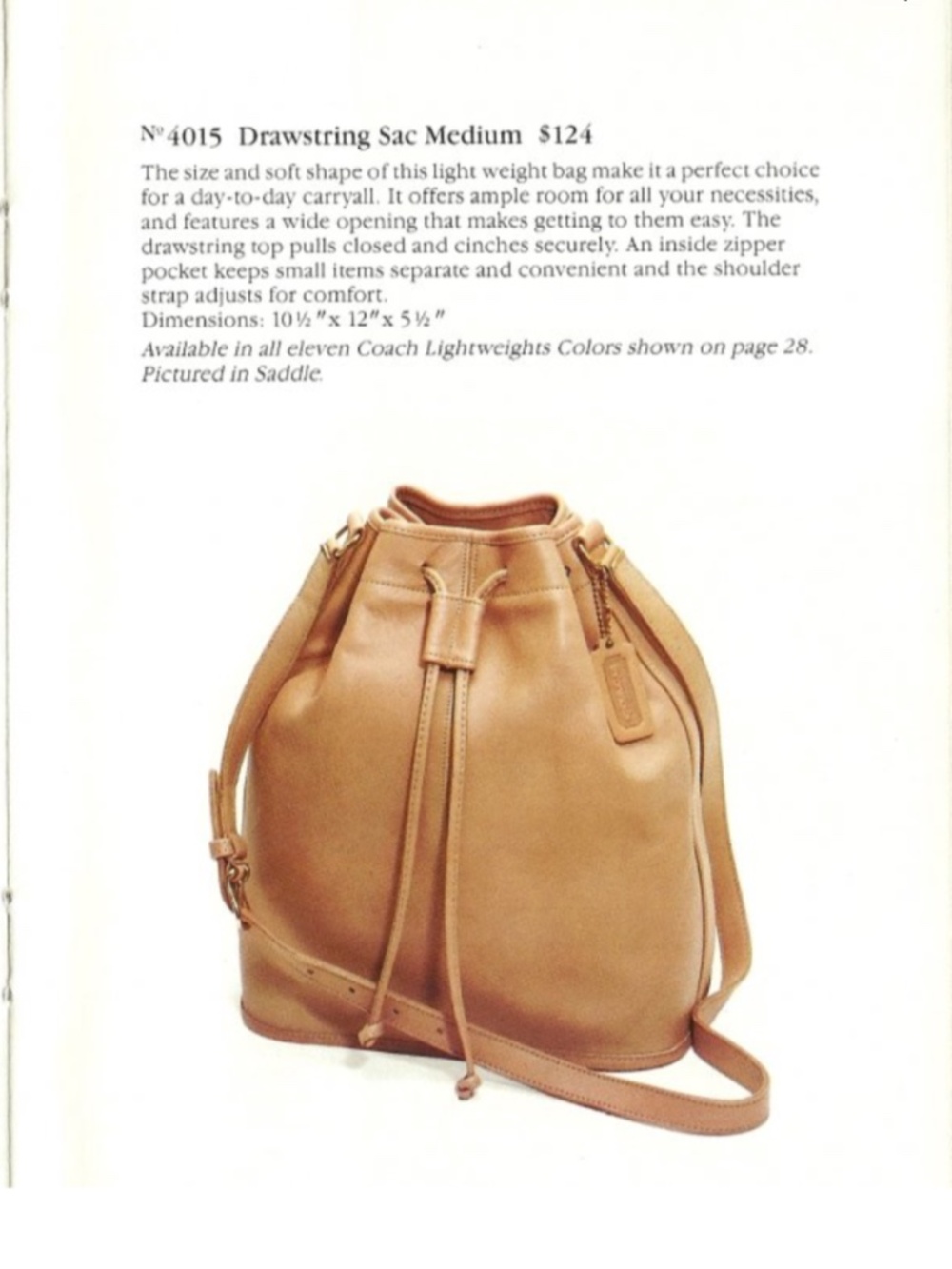 Coach 4015 Vintage Drawstring Sac Medium Shoulder Bag Rare - Picture 2 of 14